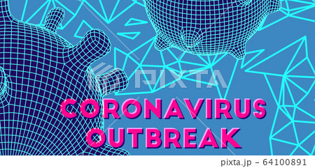 Coronavirus futuristic glowing vector 3d mesh cell 64100891