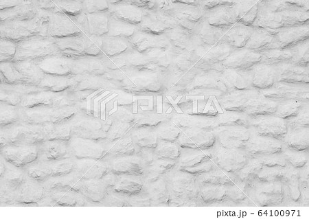 Old white painted stone wall front view, seamless 64100971
