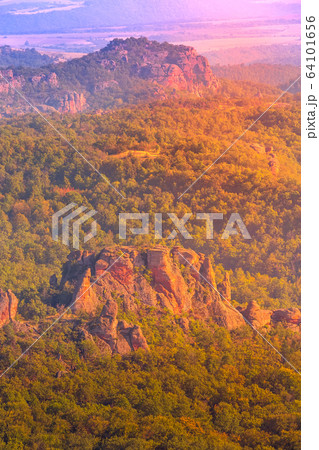 Cliff rocks sunset, Belogradchik, Bulgaria 64101656