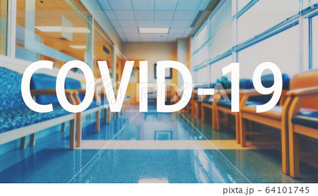 COVID-19 theme with a medical waiting room background 64101745