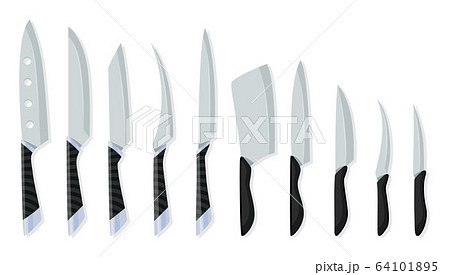 Set of butcher meat knives for design butcher themes. Different kind of knives for chefs, knife icon for butcher shop. Cutlery icon set - vector realistic kitchen knives isolated Set of butcher meat knives for design butcher themes. Different kind of knives for chefs, knife icon for butcher shop. Cutlery icon set - vector realistic kitchen knives isolated 64101895