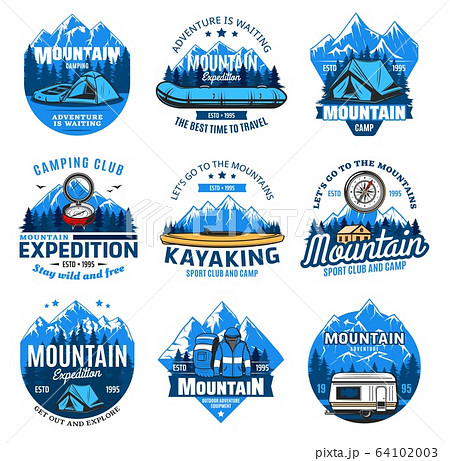 Hiking expedition, mountain camping sport Hiking expedition, mountain camping sport 64102003