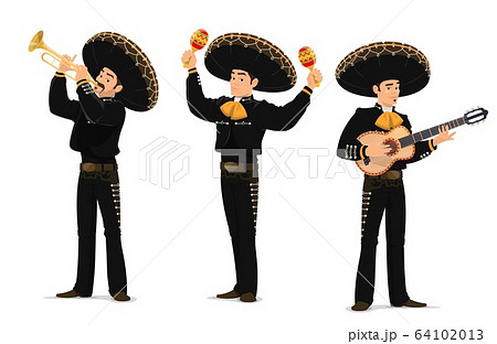 Mariachi mexican musicians band cartoon characters 64102013