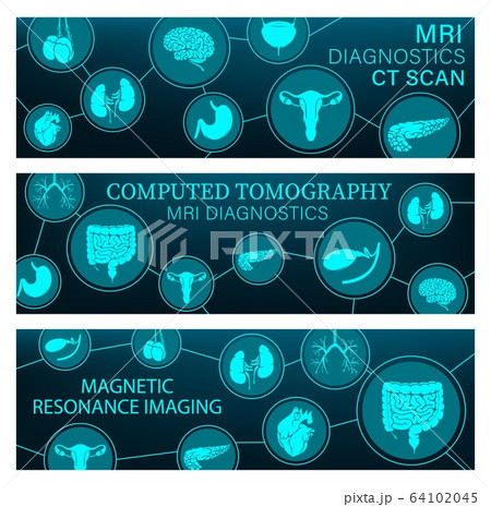 Mri Diagnostics And Ct Scan Medical Bannersのイラスト素材