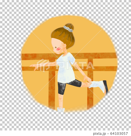 Watercolor style illustration of a child playing ballet 64103057