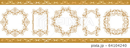 おしゃれでかっこいいフレームデザインセット ロココ調 ビンテージ アンティーク ロマンチックのイラスト素材