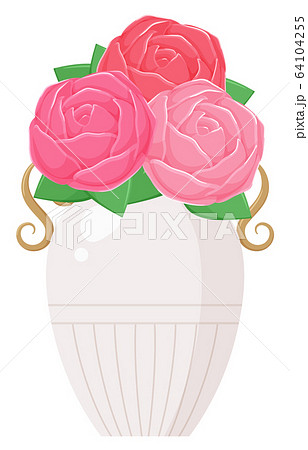 花瓶とバラの花のイラストのイラスト素材