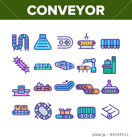 Conveyor Factory Tool Collection Icons Set Vector Conveyor Factory Tool Collection Icons Set Vector 64104511