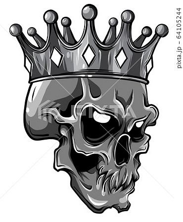 Vector illustration human death skull in crown with roses Vector illustration human death skull in crown with roses 64105244