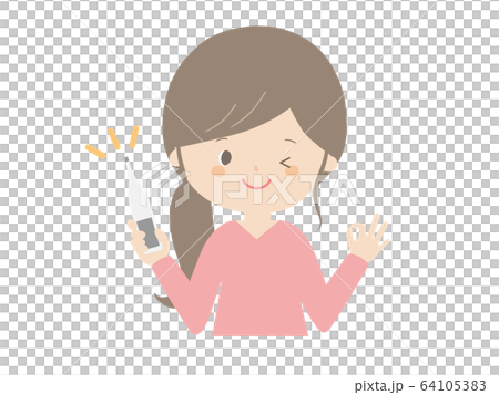 一個女人用溫度計擺好 64105383