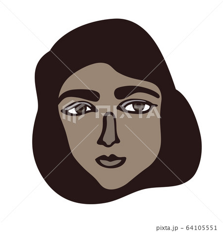 Minimalistic linear isolated female portrait. 64105551