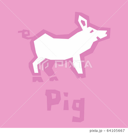 Illustration of cute pretty pig. Vector flat 64105667