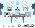 Social distancing and work from home with teleconference concept, Coronavirus pandemic 2019-ncov 64106382