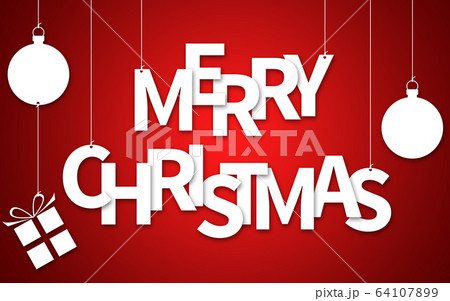 Merry Christmas text hanging on ropes 64107899