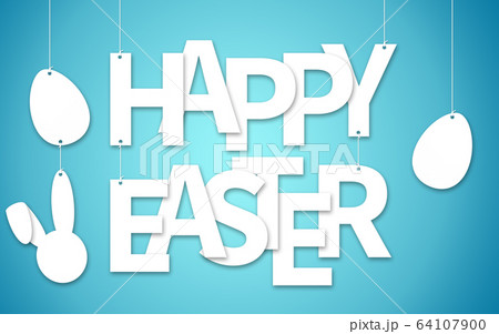 Happy Easter text hanging on ropes Happy Easter text hanging on ropes 64107900