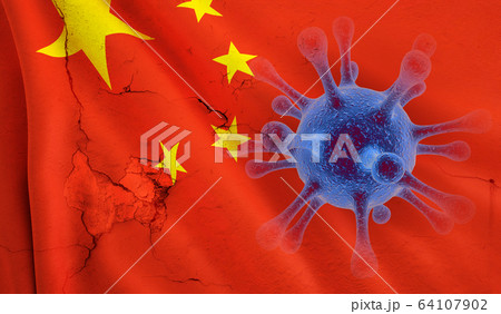China flag with coronavirus 64107902