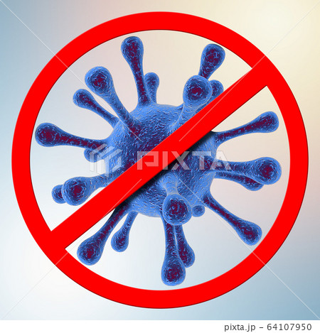 Prohibition sign with virus Prohibition sign with virus 64107950