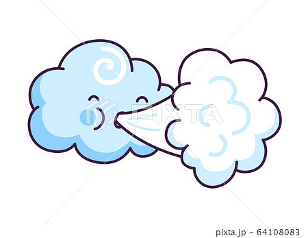 Cute cloud blowing wind. 64108083