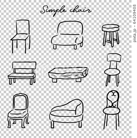 シンプルな手描き椅子イラスト 64109408