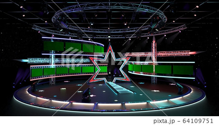 Virtual TV Studio Entertainment Set 4-1. 3d Rendering. Virtual TV Studio Entertainment Set 4-1. 3d Rendering. 64109751