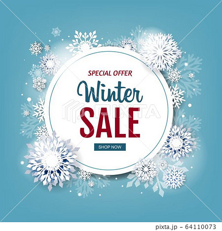 Winter Sale Poster With White Snowflakes 64110073
