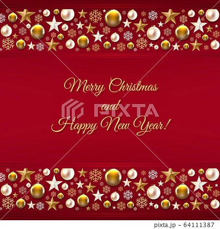 Christmas Border With Golden Christmas Toys And Christmas Border With Golden Christmas Toys And 64111387