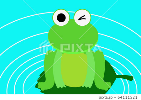 蛙と池のイラスト素材