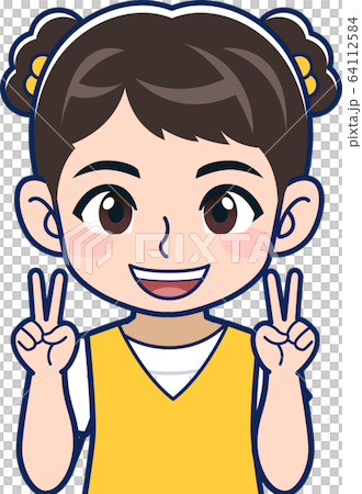 Elementary school girl in yellow clothes Elementary school girl in yellow clothes 64112584