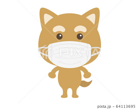 マスクを付けた犬のイラストのイラスト素材