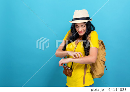 Young woman scratching her itchy arm Young woman scratching her itchy arm 64114023