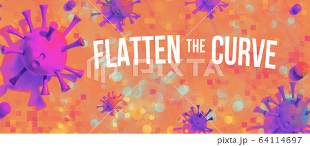 Flatten the Curve theme with viral objects Flatten the Curve theme with viral objects 64114697