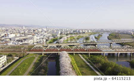 京都の桜並木 64115213