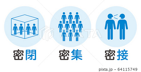 "3つの密"のイメージベクターイラスト 64115749