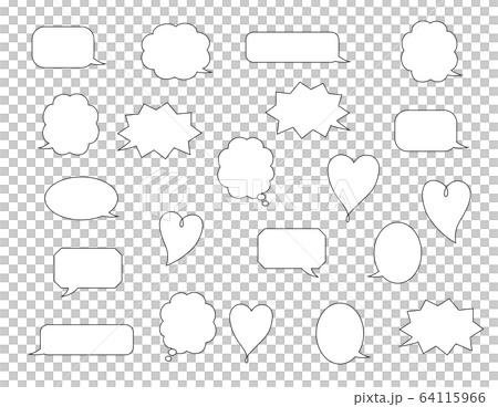 Various Balloon Set Simple Black Solid Line Stock Illustration 64115966 Pixta