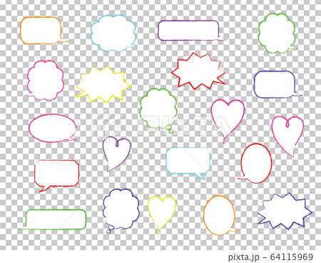 Various balloon set crayon hand drawn style colorful 64115969