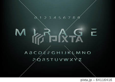 Modern futuristic sci-fi alphabet font set with numbers 64116416