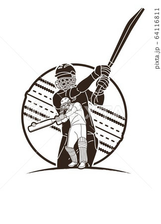 Group of Cricket players action cartoon sport graphic vector. 64116811