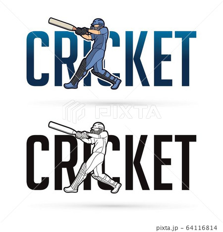 Font Cricket With Cricketer Players Action のイラスト素材