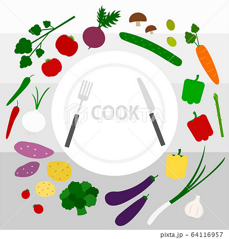 Fresh Vegetables And Dish のイラスト素材