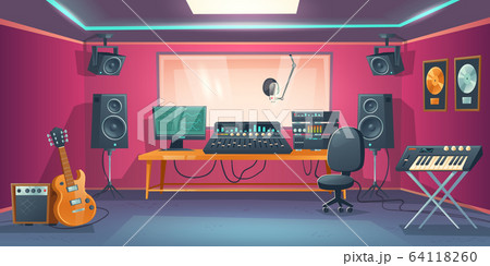 Music Studio Control Room And Singer Boothのイラスト素材