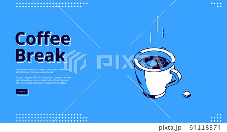 Coffee Break Isometric Landing Page Breakfastのイラスト素材