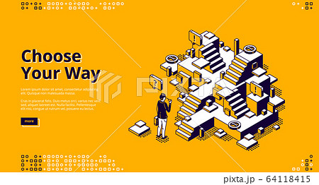 Choose your way isometric landing page, web banner Choose your way isometric landing page, web banner 64118415