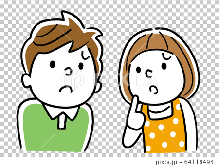 イラスト素材 不安な表情をする家族のイラスト素材