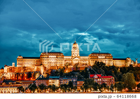 Budapest Royal Castle at night time. Hungary 64118668