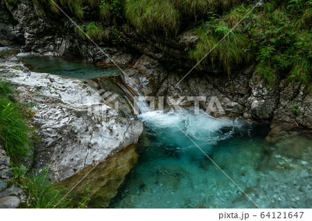 waterfall with clear water waterfall with clear water 64121647