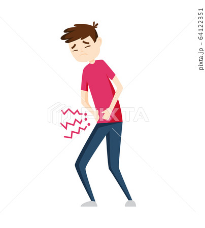 Man Having Stomachache Symptoms Of Appendicitis のイラスト素材