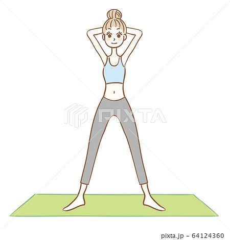 足を広げて立っている女性のイラスト素材