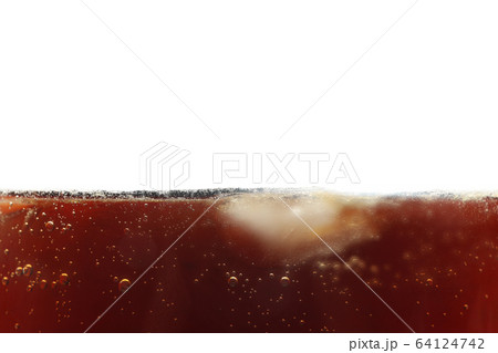 Side view background of cold cola with ice, Side view background of cold cola with ice, 64124742