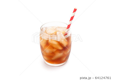 Glass of cold cola isolated on white background 64124761