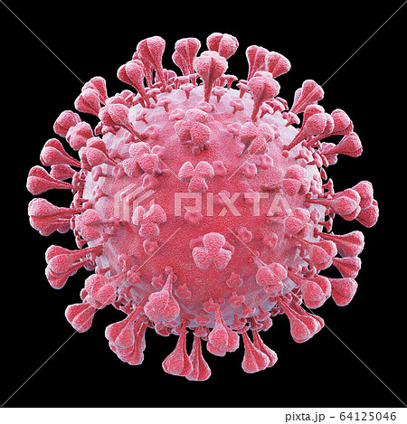 Coronavirus COVID-19 closeup cut out on a black background. 64125046